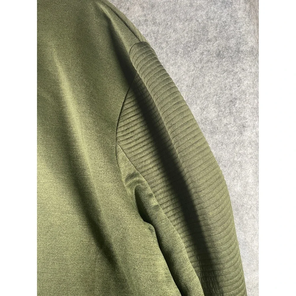 Callaway Mens XL Quarter Zip Pullover Olive Green Textured Fleece Golf Jacket